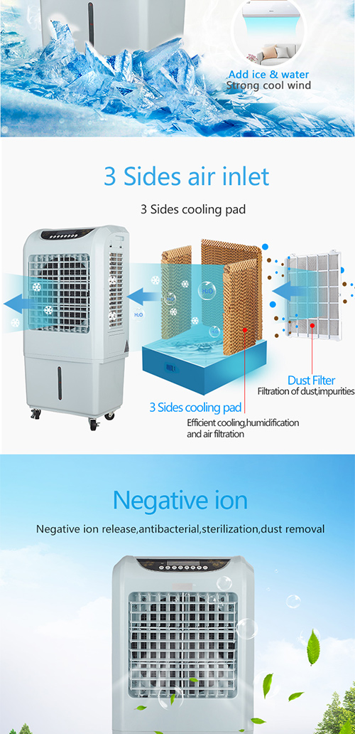 220V 3 In 1 Evaporative Air Cooler 7.5H Timer Quiet Working For Home