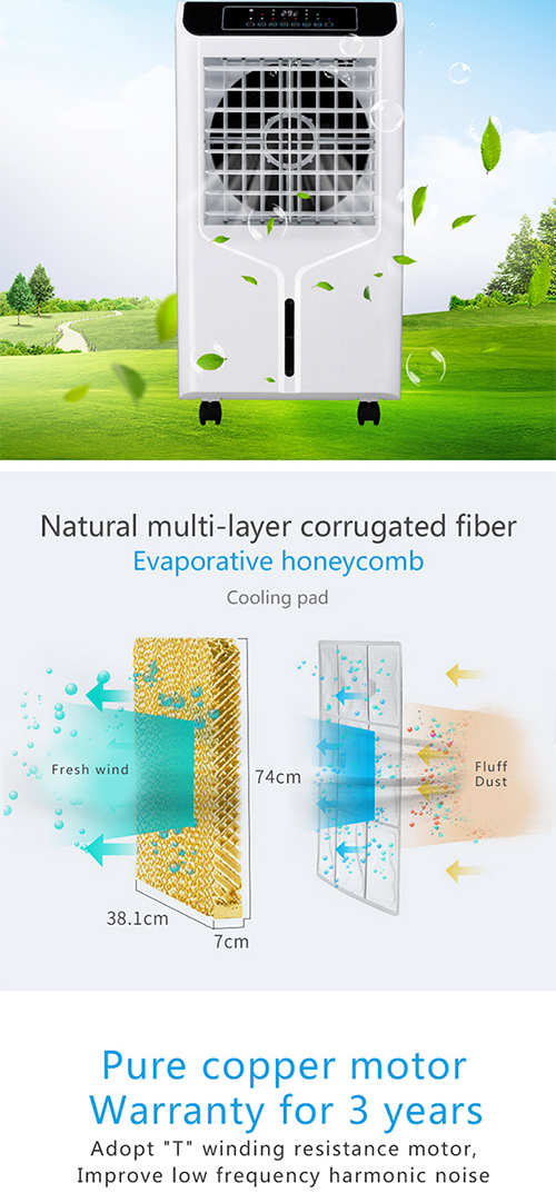 42L Tank Anion Air Cooler , 4 Side Cooling evaporative cooling fan