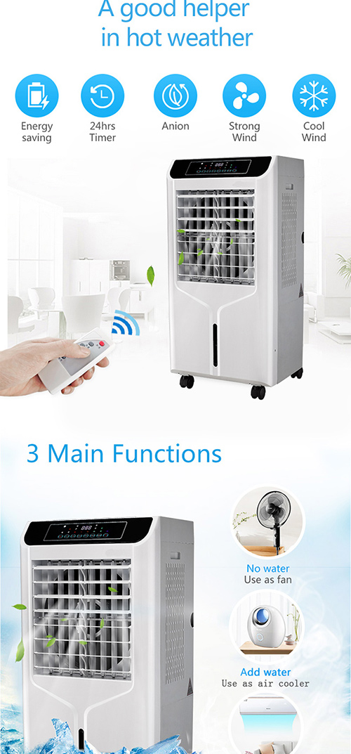 42L Tank Anion Air Cooler , 4 Side Cooling evaporative cooling fan